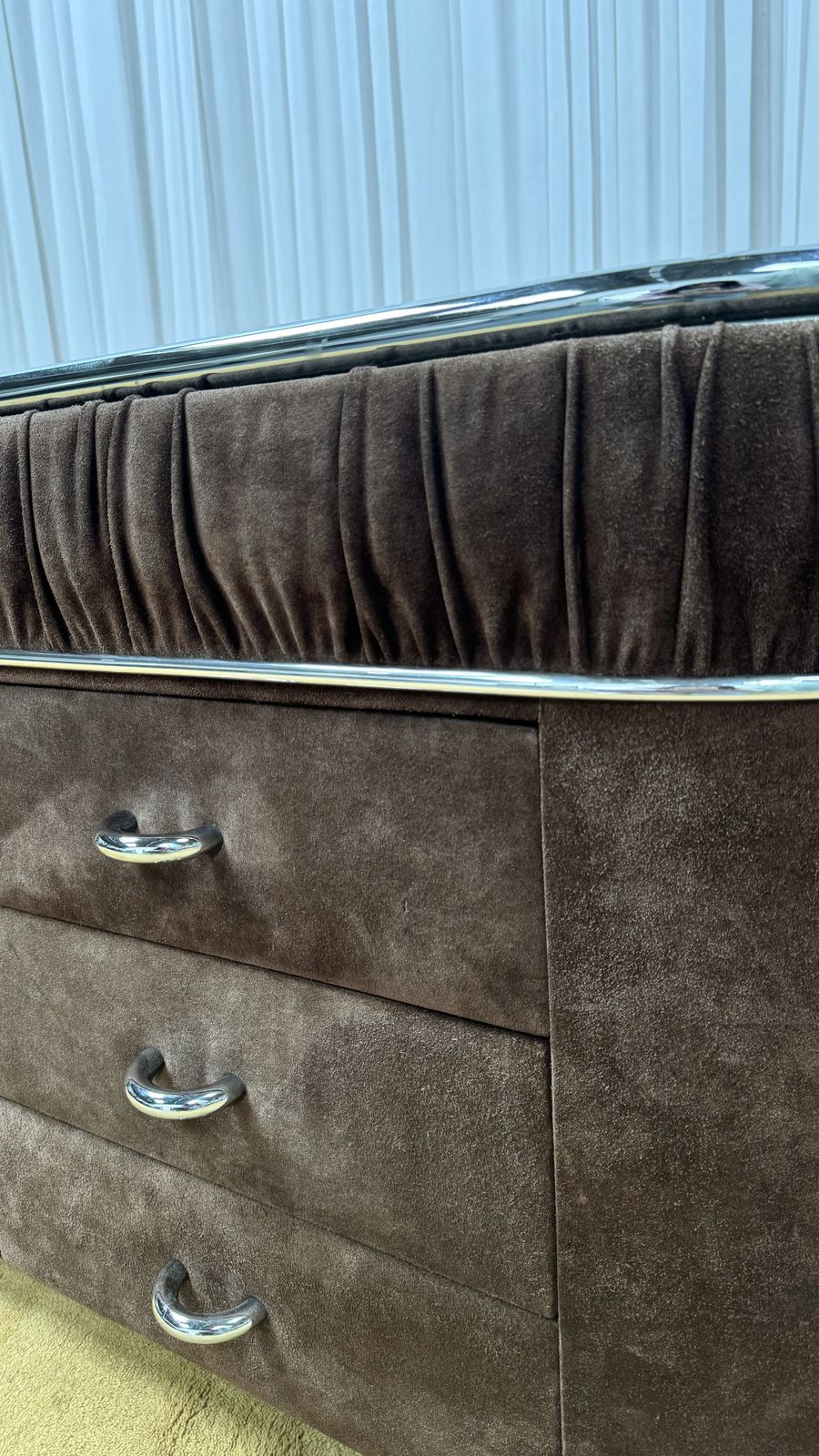 photo for sale Superb 1970’s Brown Suede Vanity Dresser