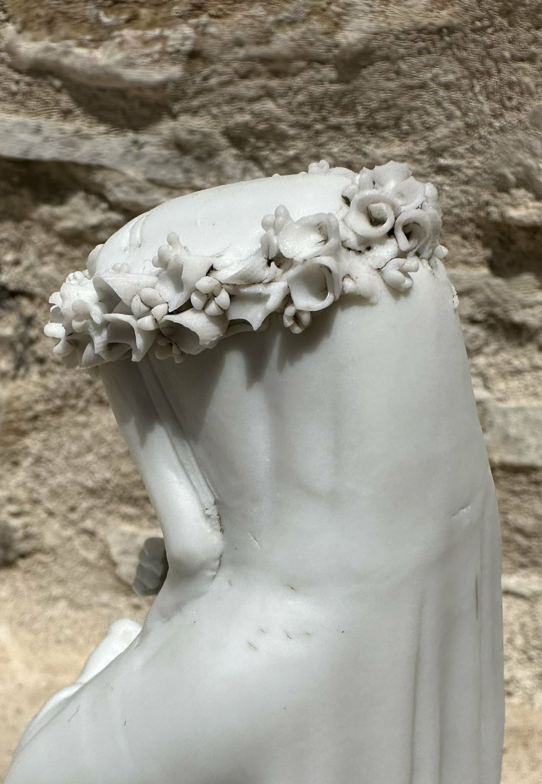 photo furniture Antique French Marian Statue Of Crowned Virgin Mary Bisque Figurine, Gift For Communion