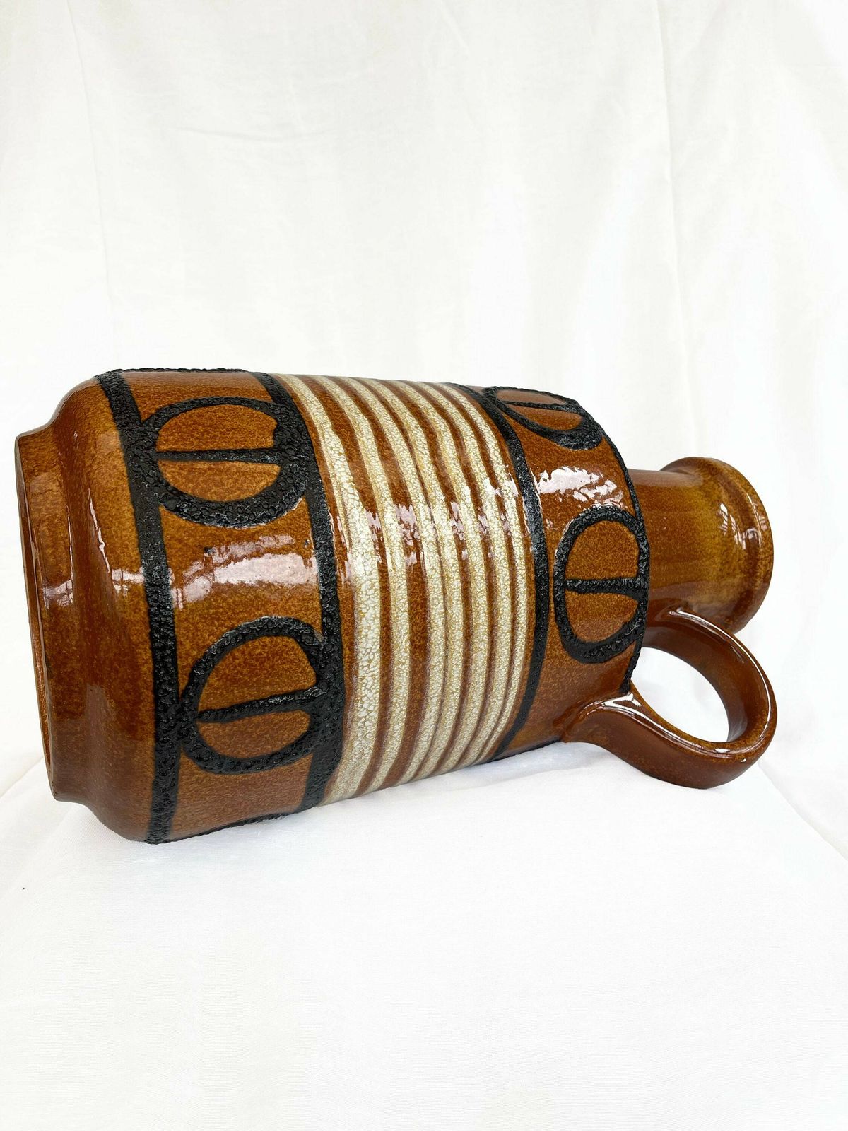 Mid Century West German Scheurich 408 40 Handled Floor Vase photo vintage