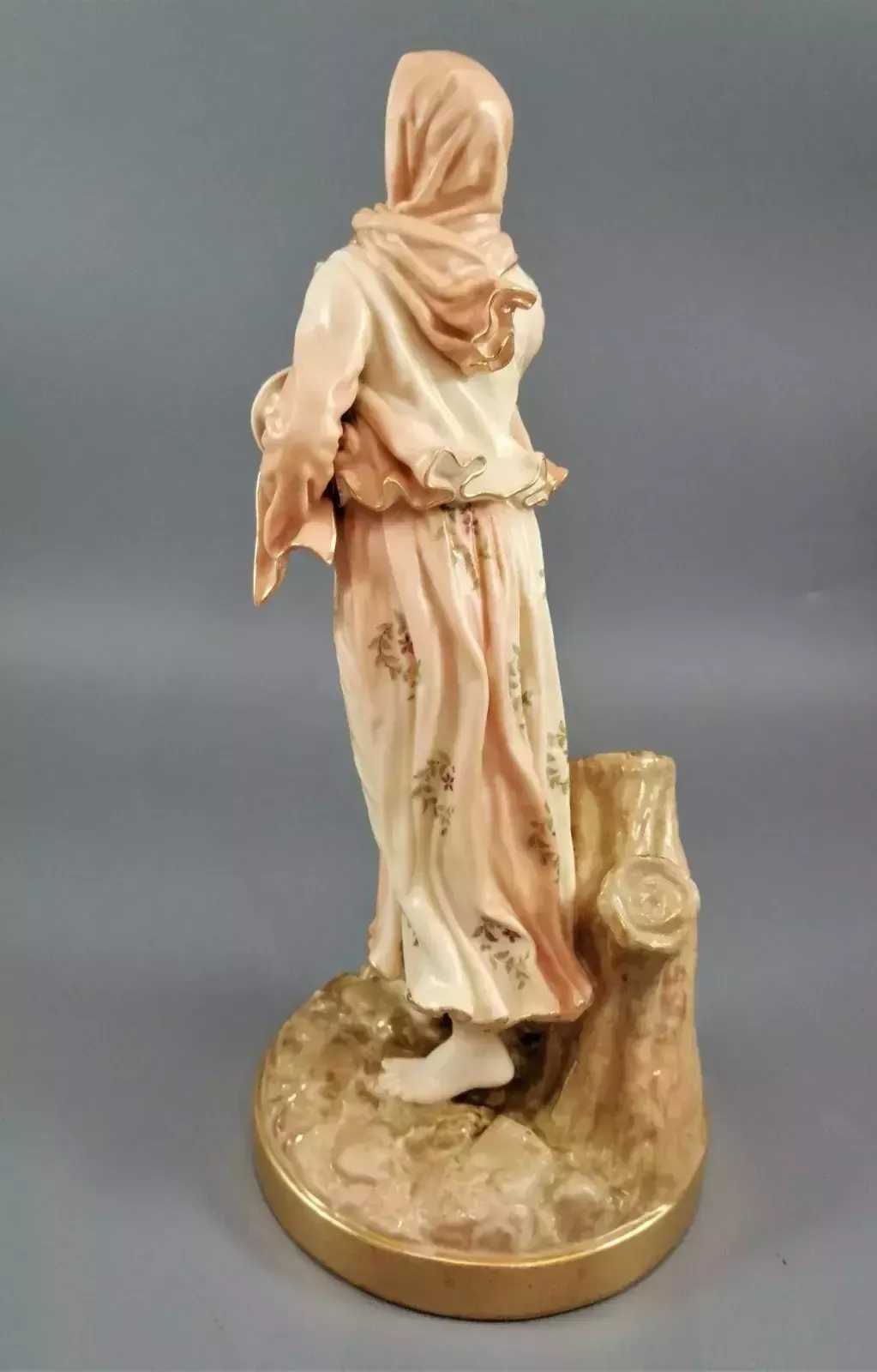 A Rare Royal Worcester Figurine Titled "Musician," Depicting A Lady With A Drum photo Home Decor