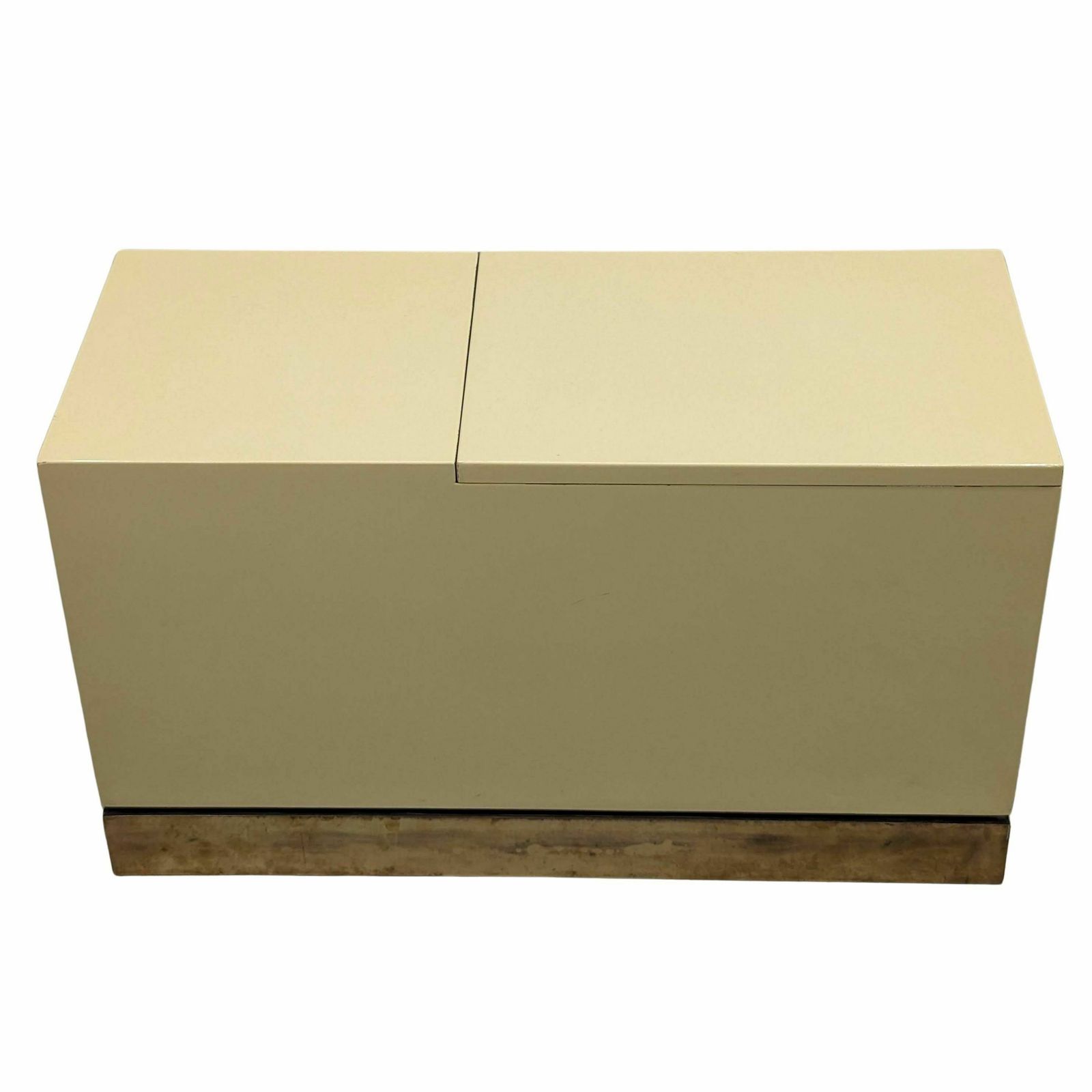 Pair Of 80s Cream Lacquered End Tables By Jean Claude Mahey photo furniture