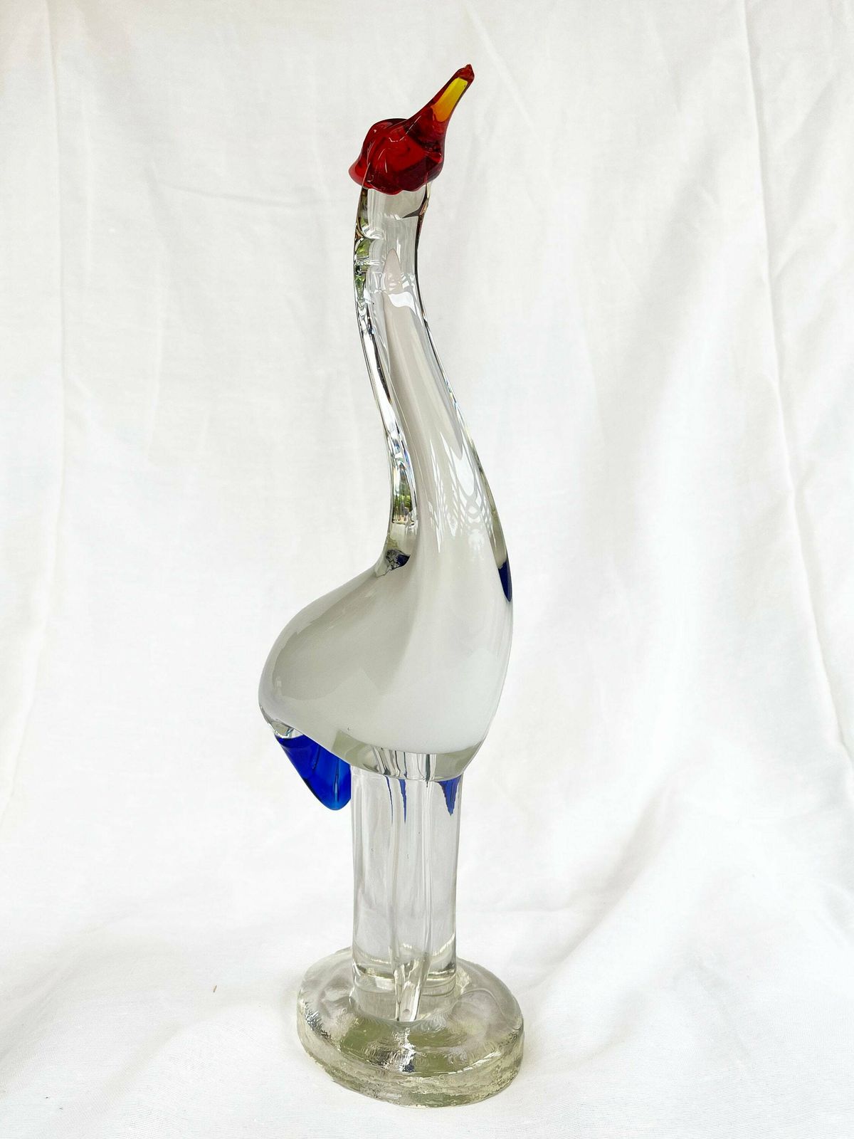 Mid Century Vintage Murano Figurine Crane/Heron, Vintage Crane, Art Glass, Crane Italian, Chinese Crane Murano, Collectible Art Glass photo furniture