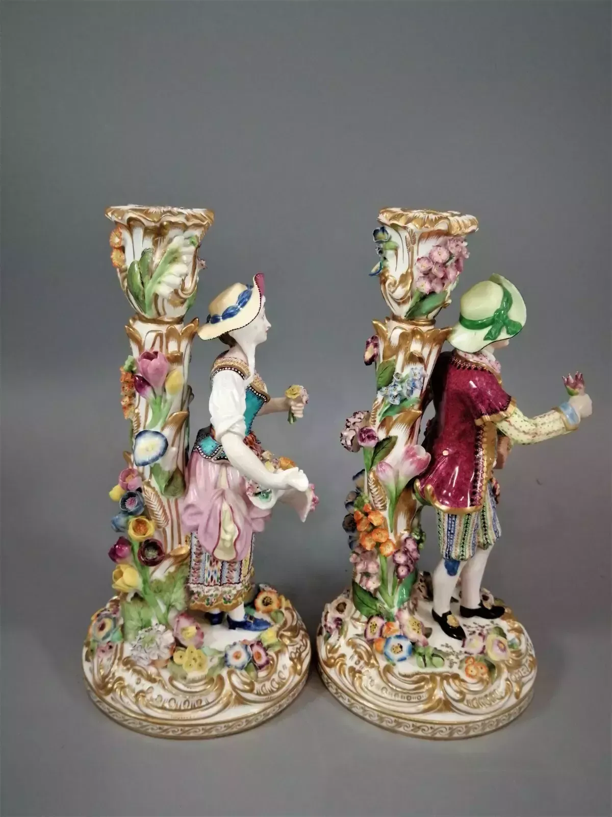 A Beautiful And Rare Pair Of Minton Porcelain Figural Candlesticks ,C.1835 photo vinterior