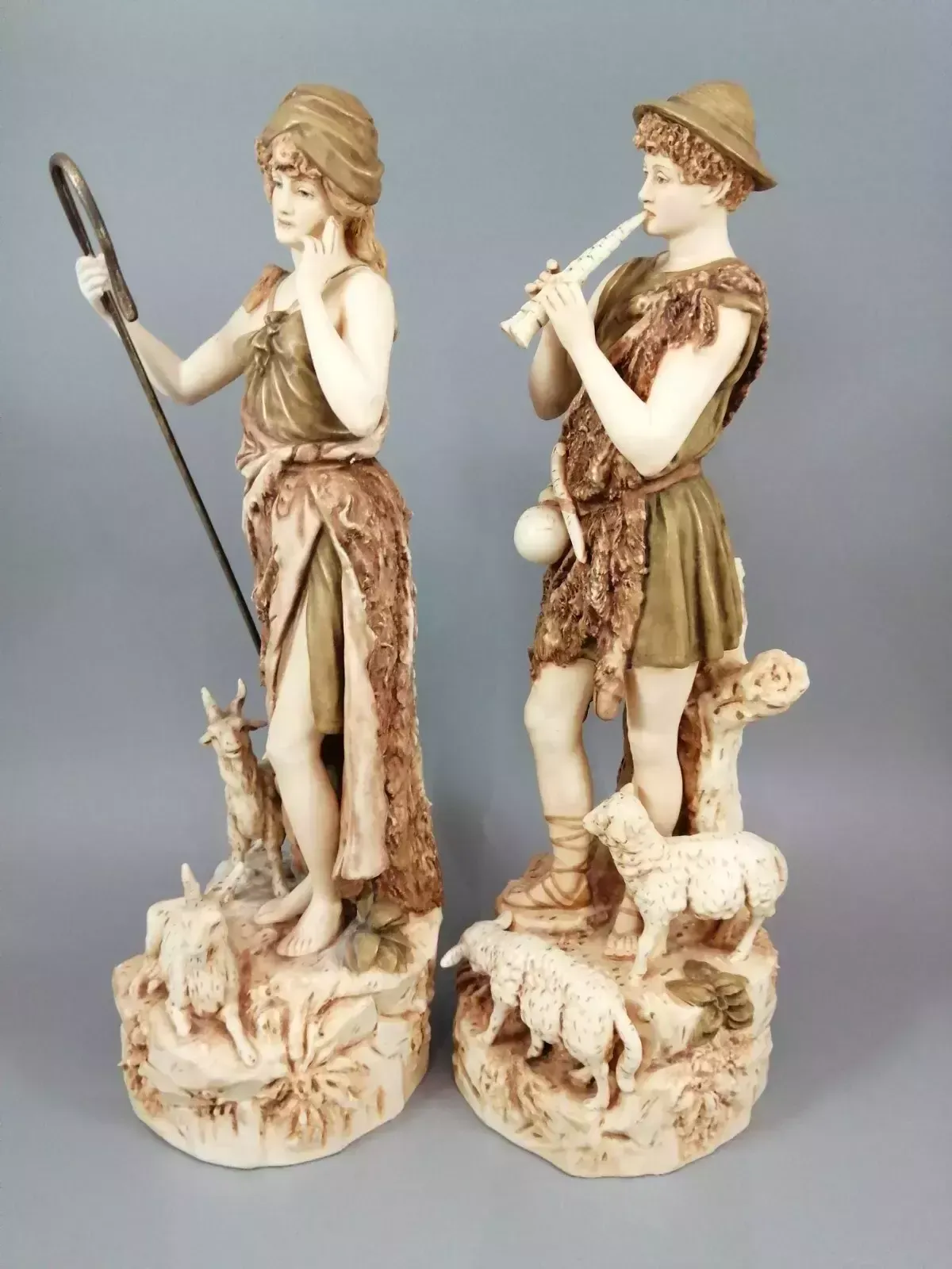 A Pair Of Shepherd And Shepherdess Statuettes Made Of Royal Dux Porcelain photo furniture