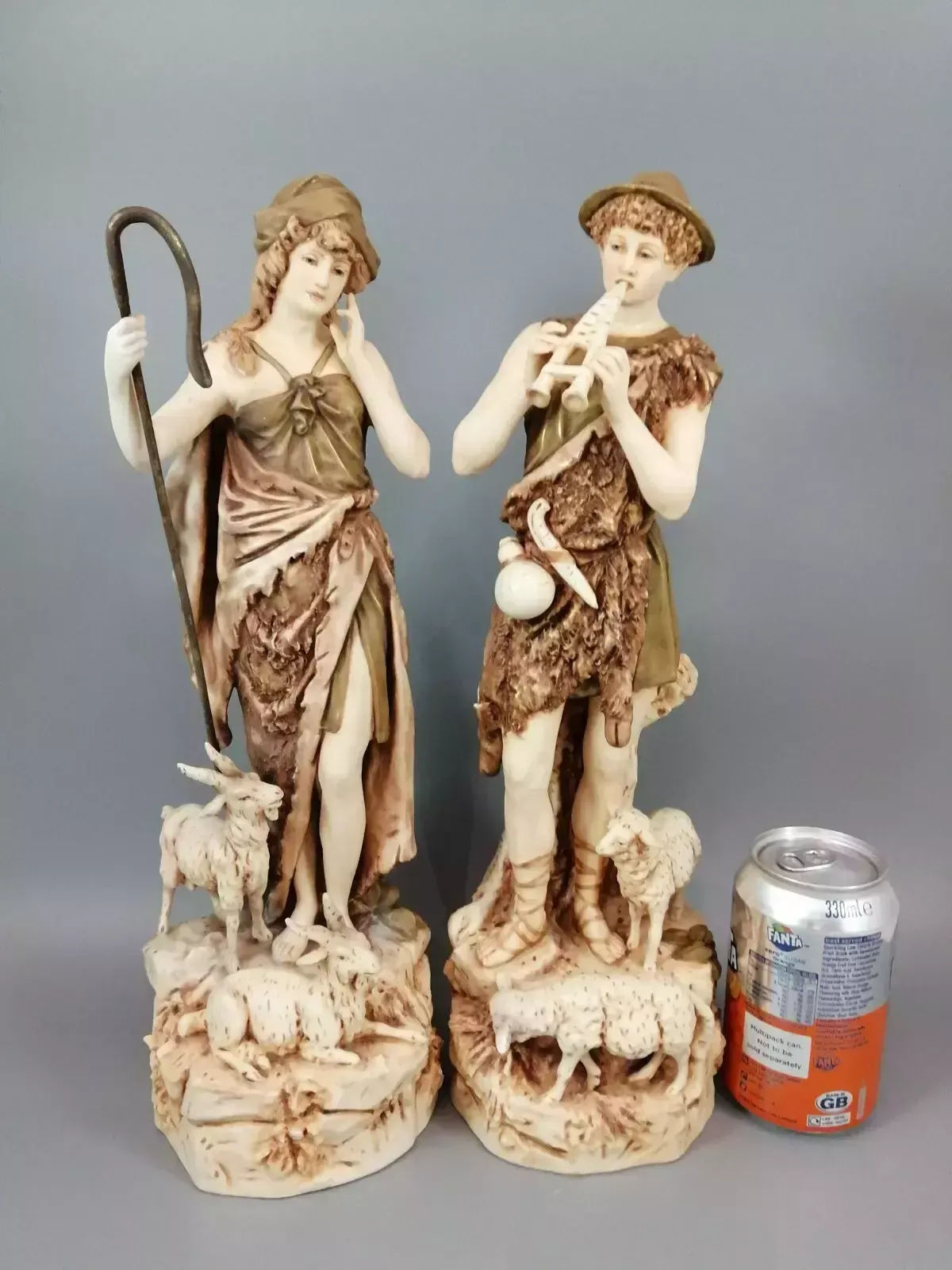 A Pair Of Shepherd And Shepherdess Statuettes Made Of Royal Dux Porcelain photo buy