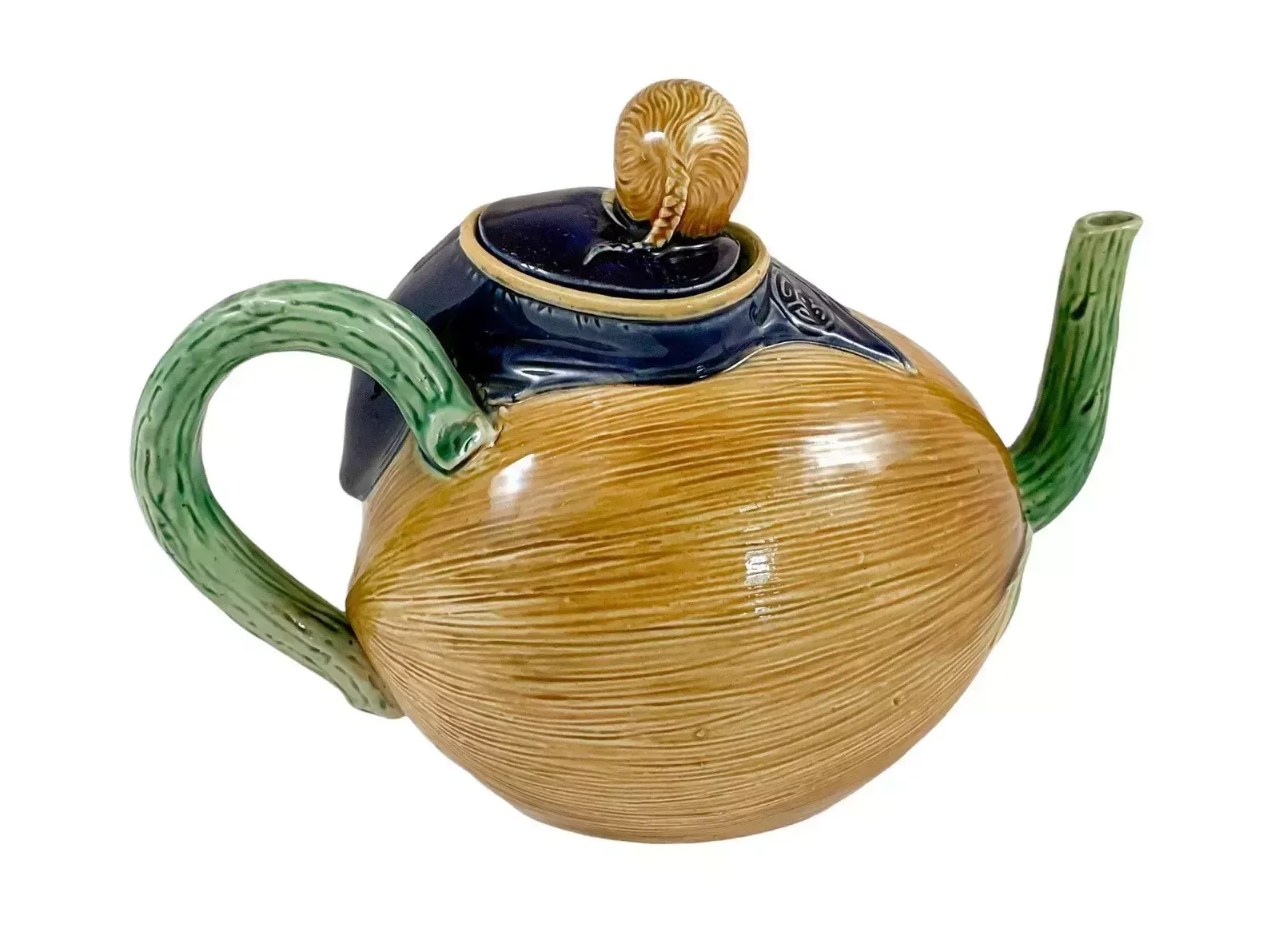Antique Joseph Holdcroft Majolica Teapot Chinese Boy On A Melon,с.1870.Very Rare photo for sale