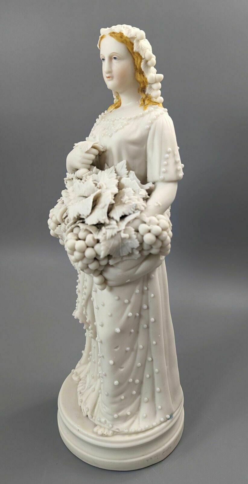 Lady With A Basket Of Grapes, Parian Ware Porcelain, Mid 19th Century photo for sale