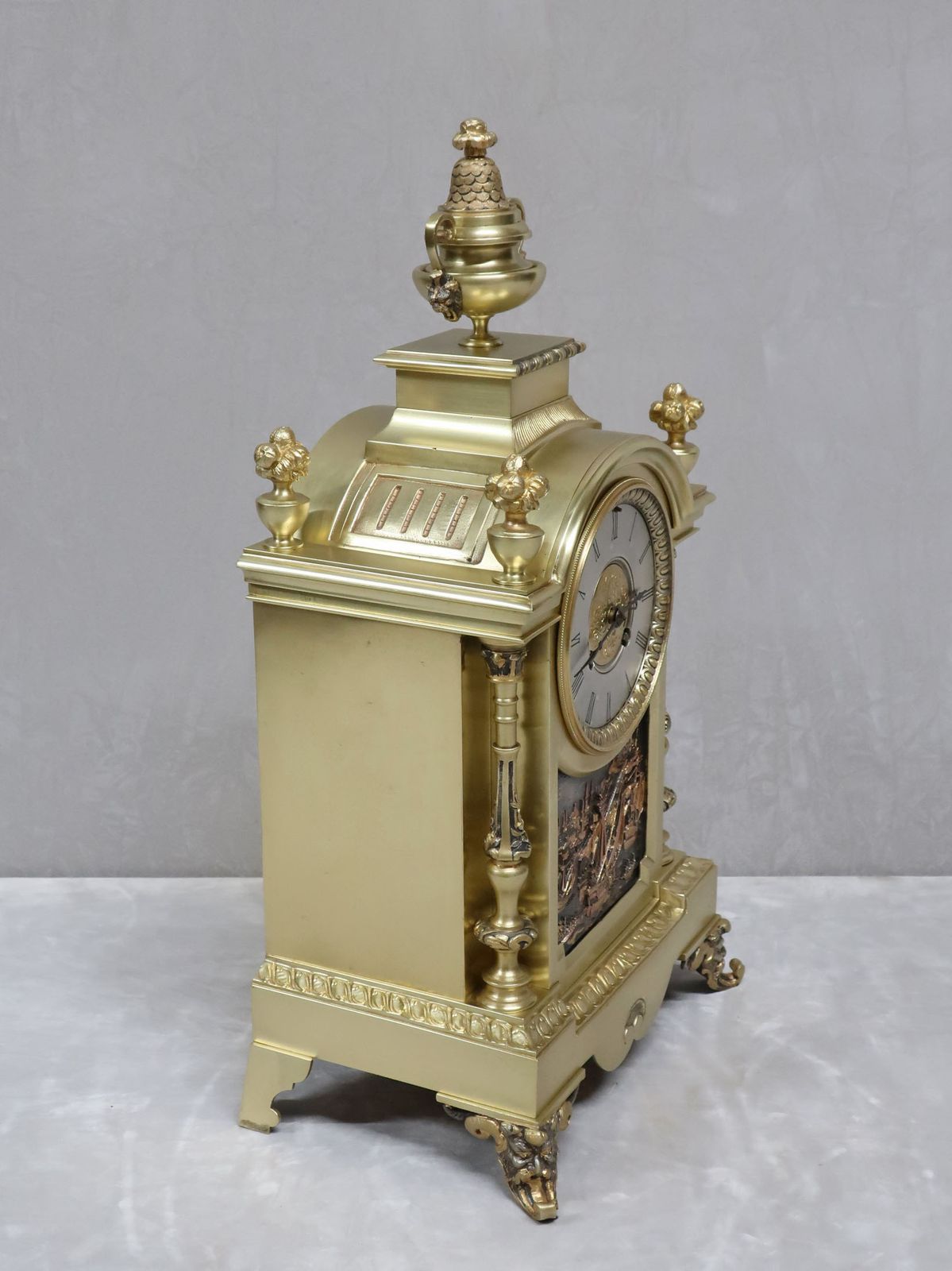 photo furniture French Brass & Gilt Antique Mantel Clock Set By A.D Mougin