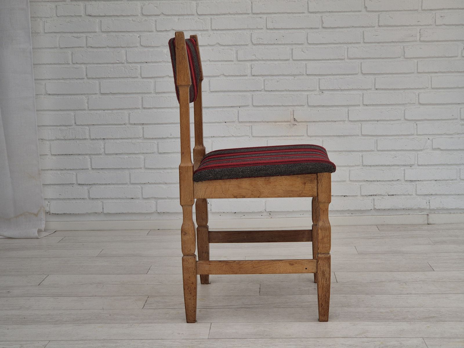 1970s, Danish Design By Henning Kjærnulf, Set Of 4 Dining Chairs, Original Condition, Oak, Wool. photo vintage