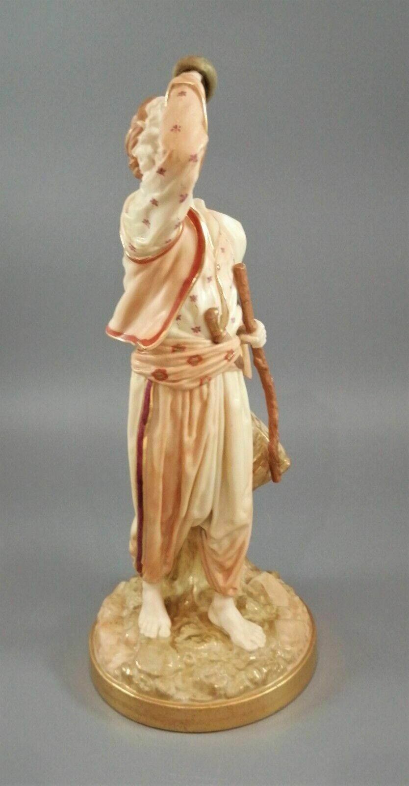A Rare Royal Worcester Figurine Titled "The Snake Charmer," Dated 1898. photo vinterior