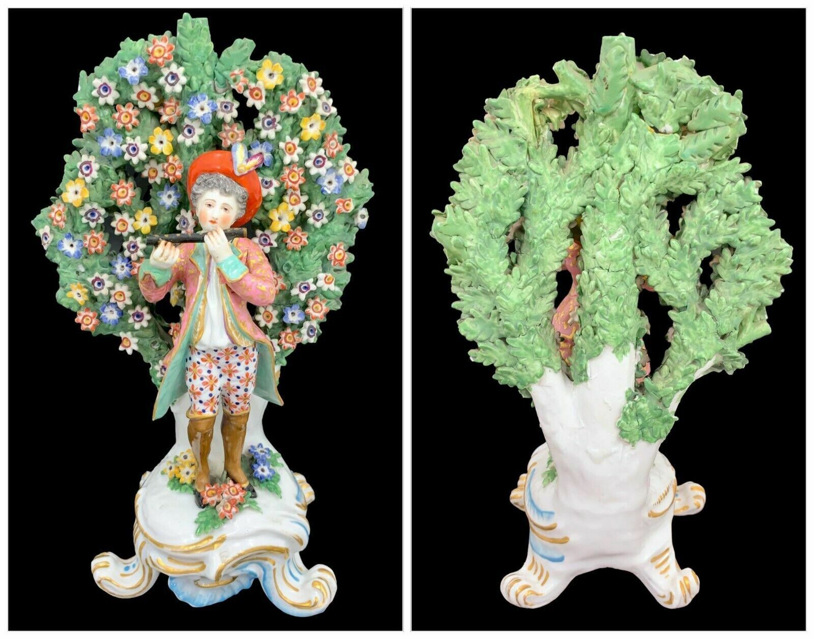 A Pair Of 18th Century Chelsea – Derby Bocage Porcelain Figurines. photo vintage