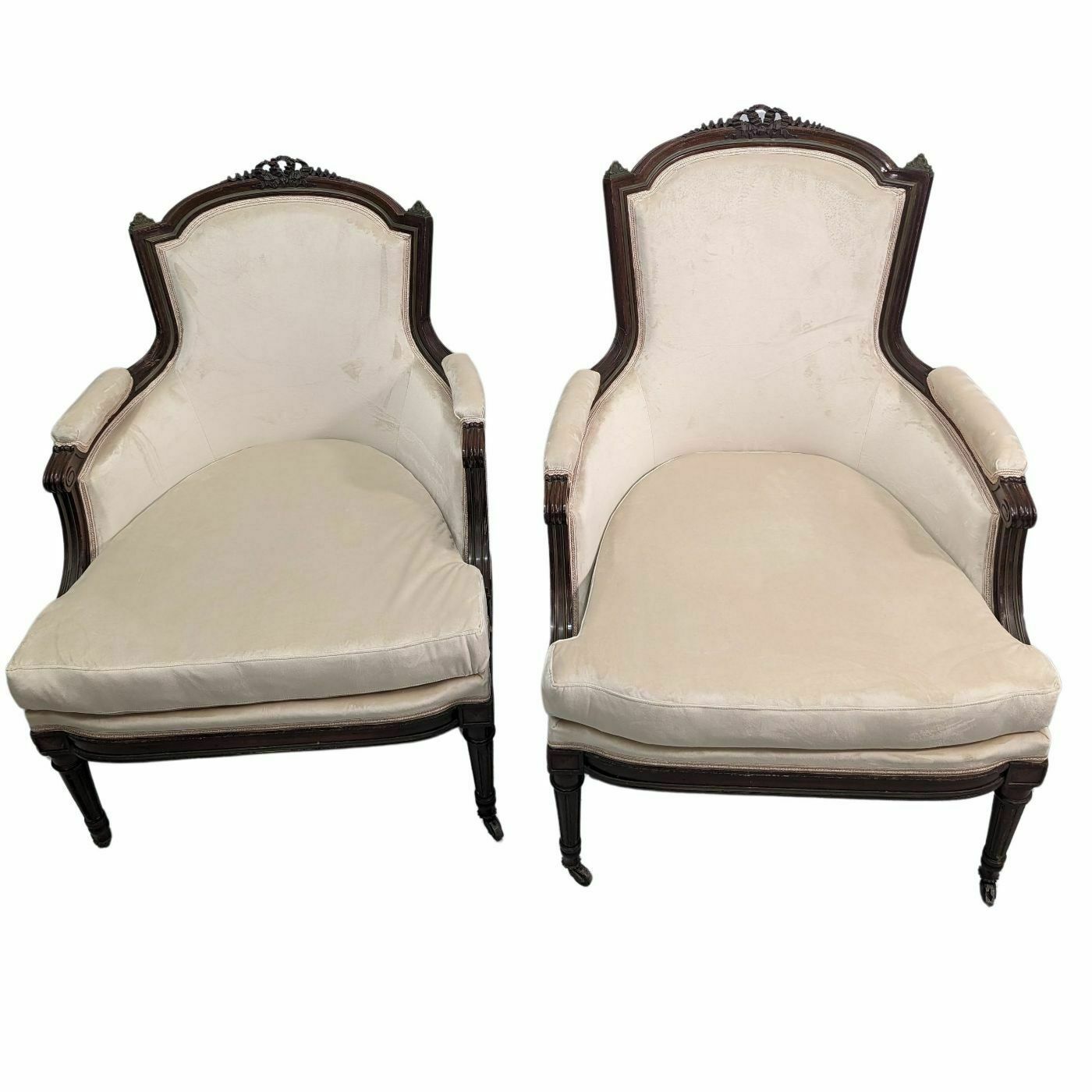 Louis XVI Style Armchairs In 19th Century Mahogany (Fake Pair) photo vinterior