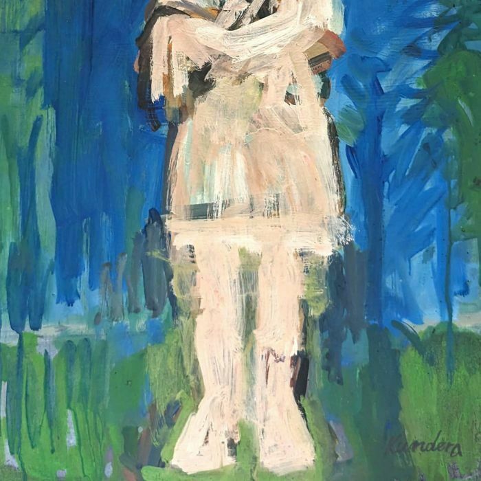 Portrait Of A Young Girl Oil On Cardboard By Rudolf Kundera photo Art