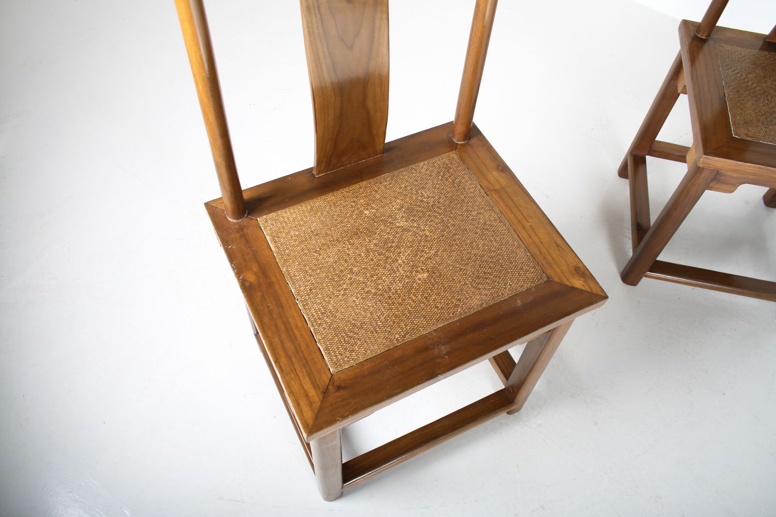 photo for sale A Pair Of Lacquered Chinese Northern Elm Yoke Back ‘Officials Hat’ Chairs