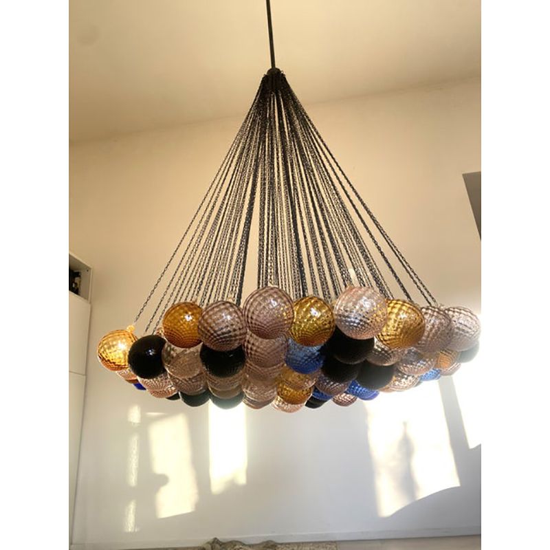 Scenographic Multicolor “Ballotton” Balls Murano Glass Chandelier photo Lighting