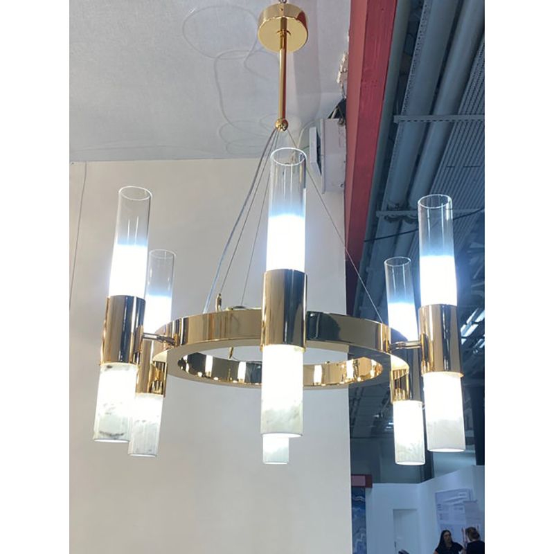 Contemporary Gold Ring Chandelier With Gradient White And Carrara Marble Glasses By Simoeng photo furniture