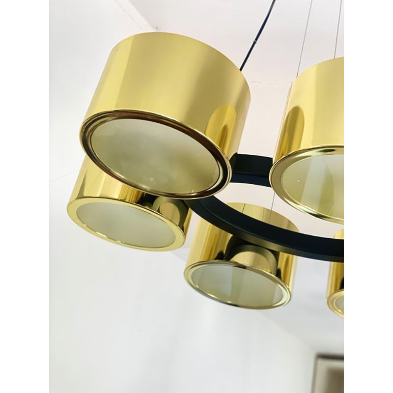photo furniture Contemporary Italian Oval Metal Gold Chandelier