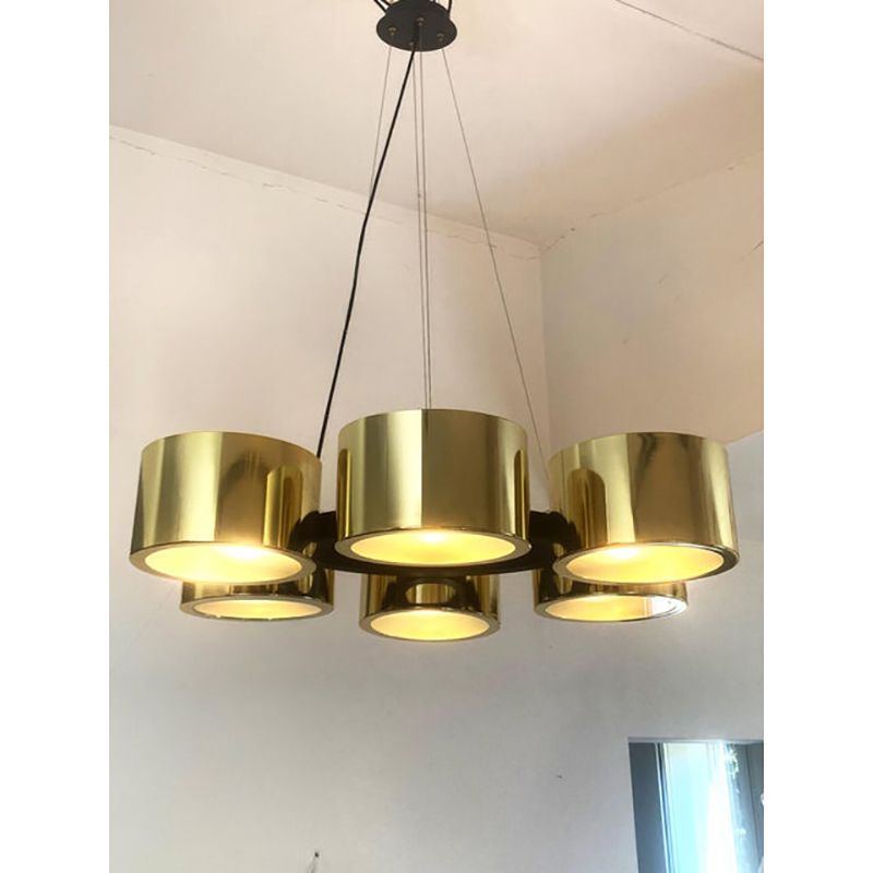 Lighting Contemporary Italian Oval Metal Gold Chandelier photo