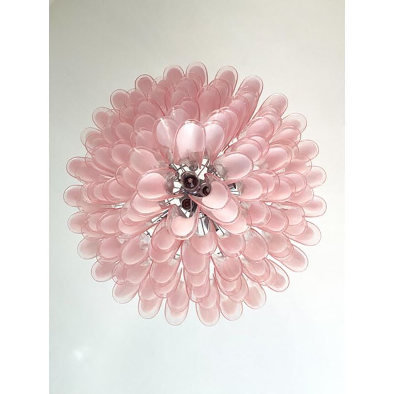 Contemporary White And Pink “Selle” Murano Glass Petali Chandelier photo Lighting