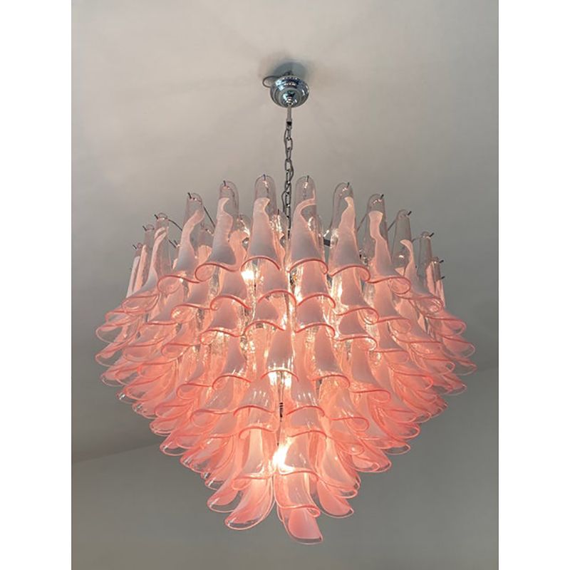 Contemporary White And Pink “Selle” Murano Glass Petali Chandelier photo vintage