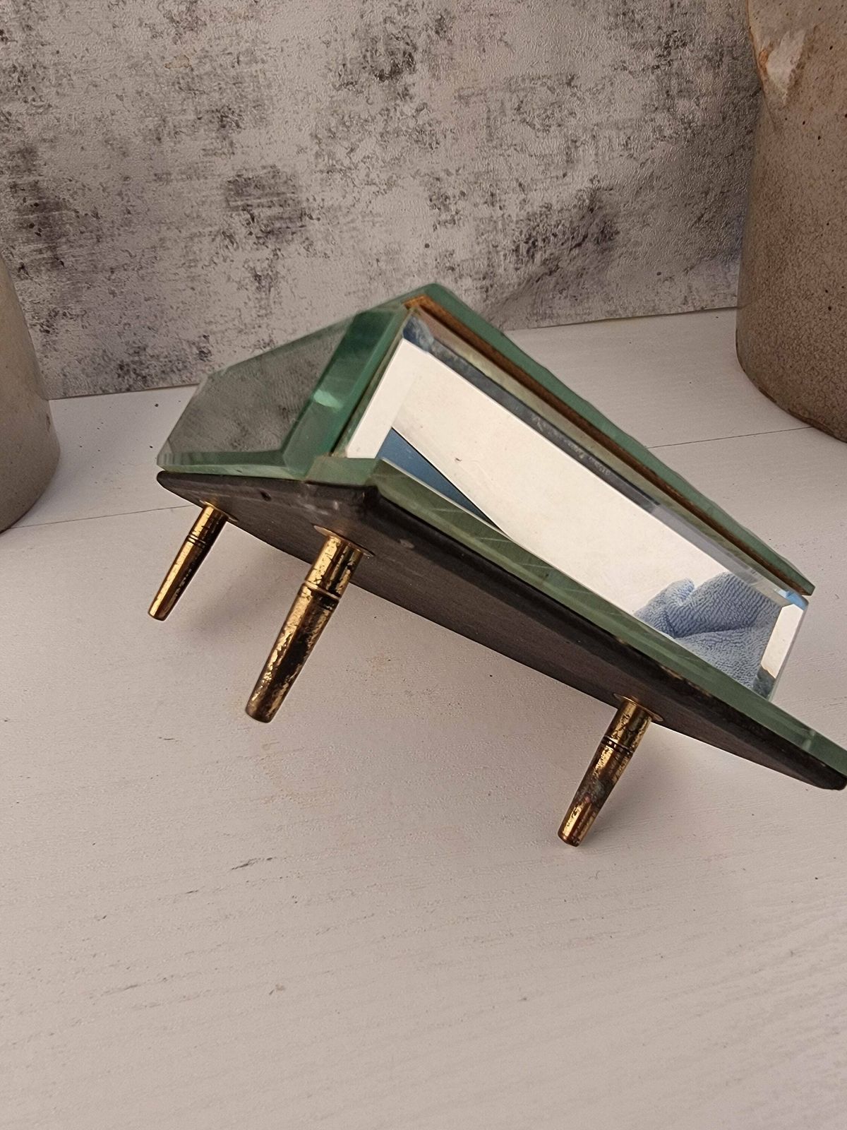 French Vintage Piano Jewelry Box   Vintage Glass Jewelry Box   Vintage Jewelry Box photo 130.0