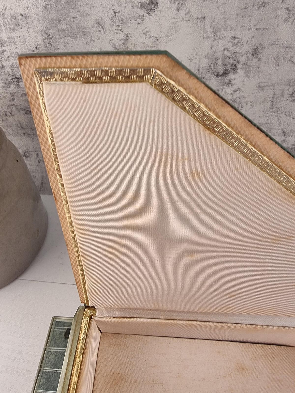 French Vintage Piano Jewelry Box   Vintage Glass Jewelry Box   Vintage Jewelry Box photo vintage