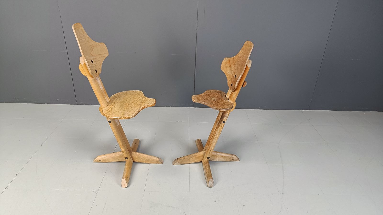 Pair Of Plywood Ergonomical Chairs By Rybo, 1970s photo vintage