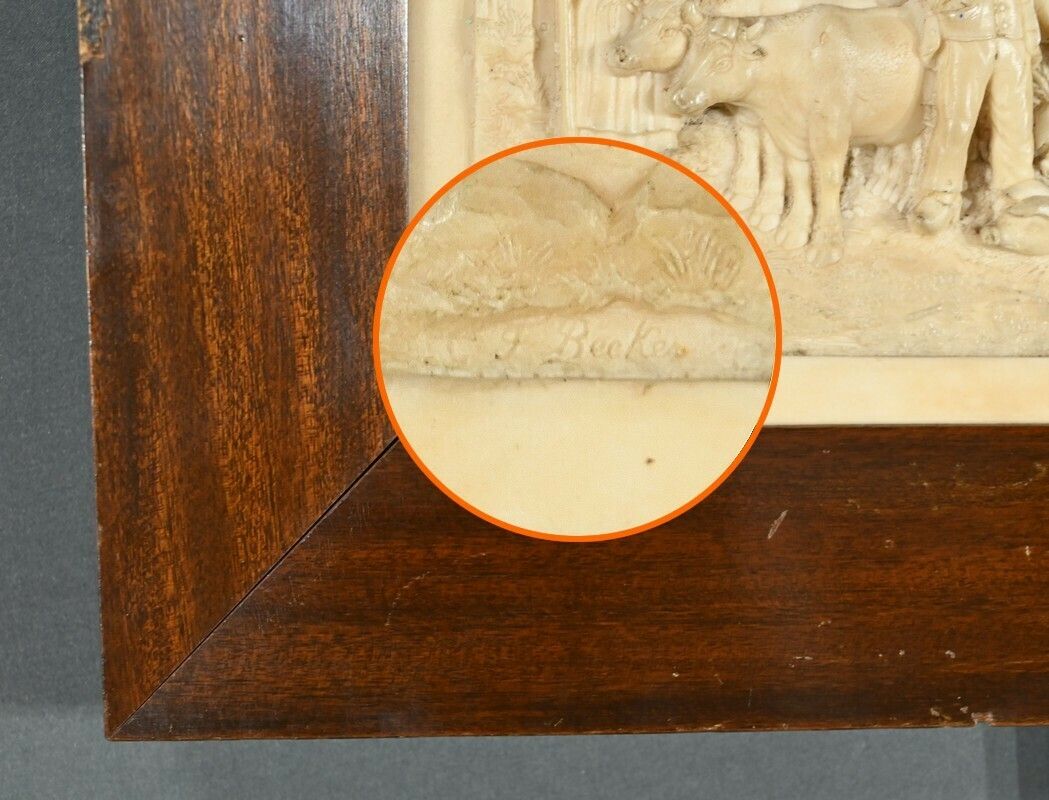 photo for sale Bas Relief Painting In Petrified Limestone, Signed Cf.Becker – Late 19th Century