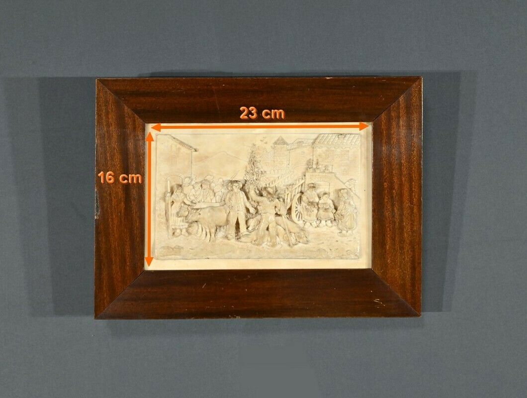 photo vinterior Bas Relief Painting In Petrified Limestone, Signed Cf.Becker – Late 19th Century