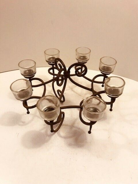 An Attractive Wrought Iron Table Centrepiece With Candleholders photo for sale