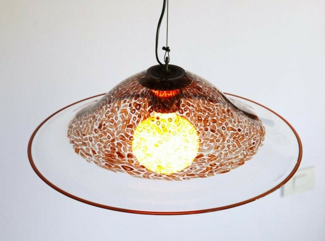 Luciano Vistosi Incalmo Pendant Tobacco Murrine Neverrino And Topaz Rim, Murano photo 2200.0