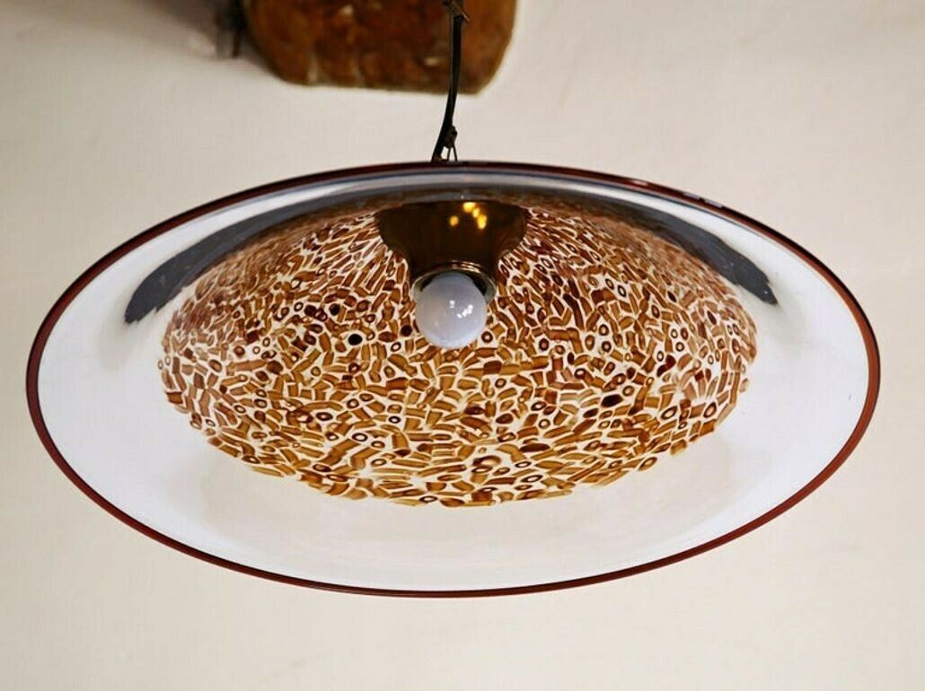 Luciano Vistosi Incalmo Pendant Tobacco Murrine Neverrino And Topaz Rim, Murano photo buy