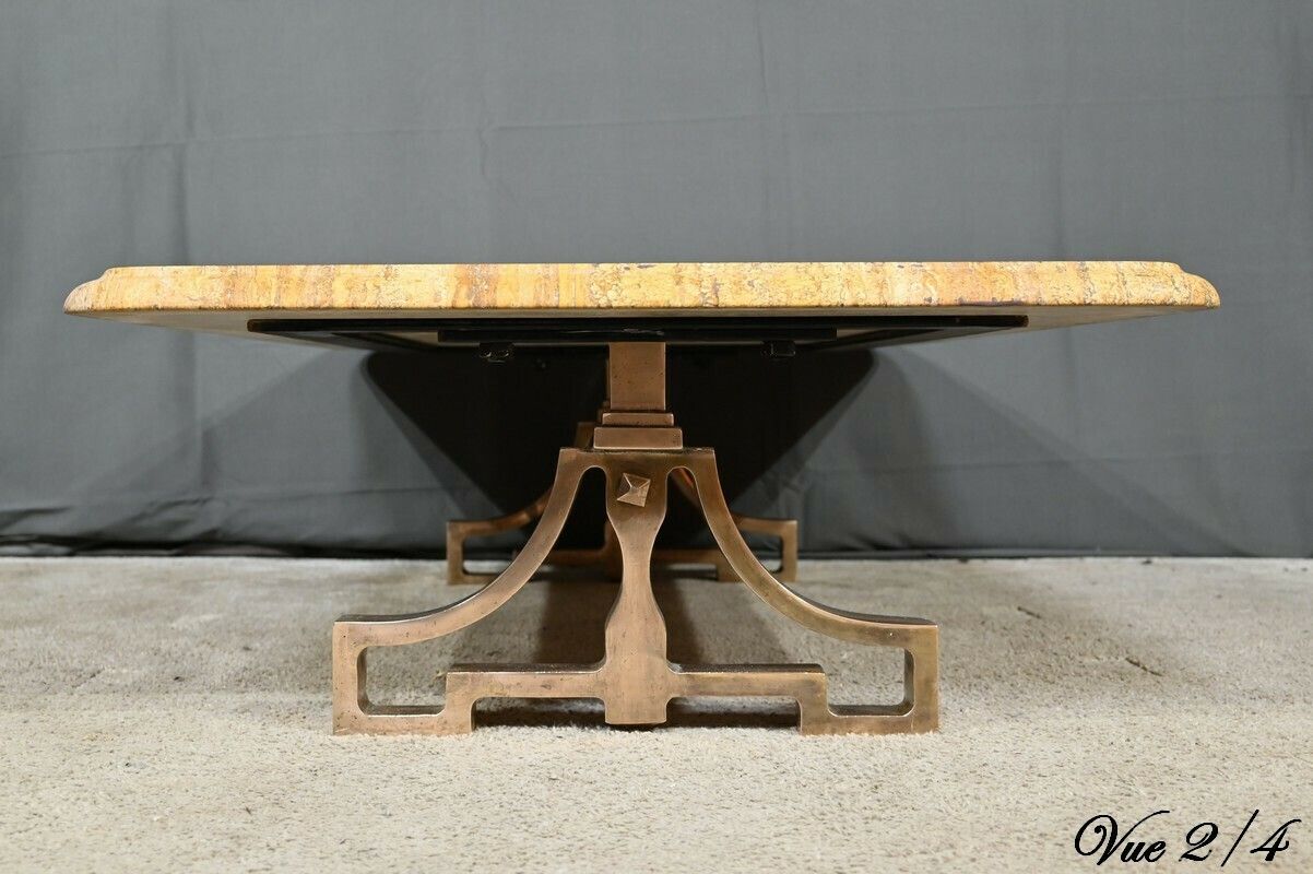 Furniture Brass And Travertine Coffee Table, Art Deco Period – 1930 photo