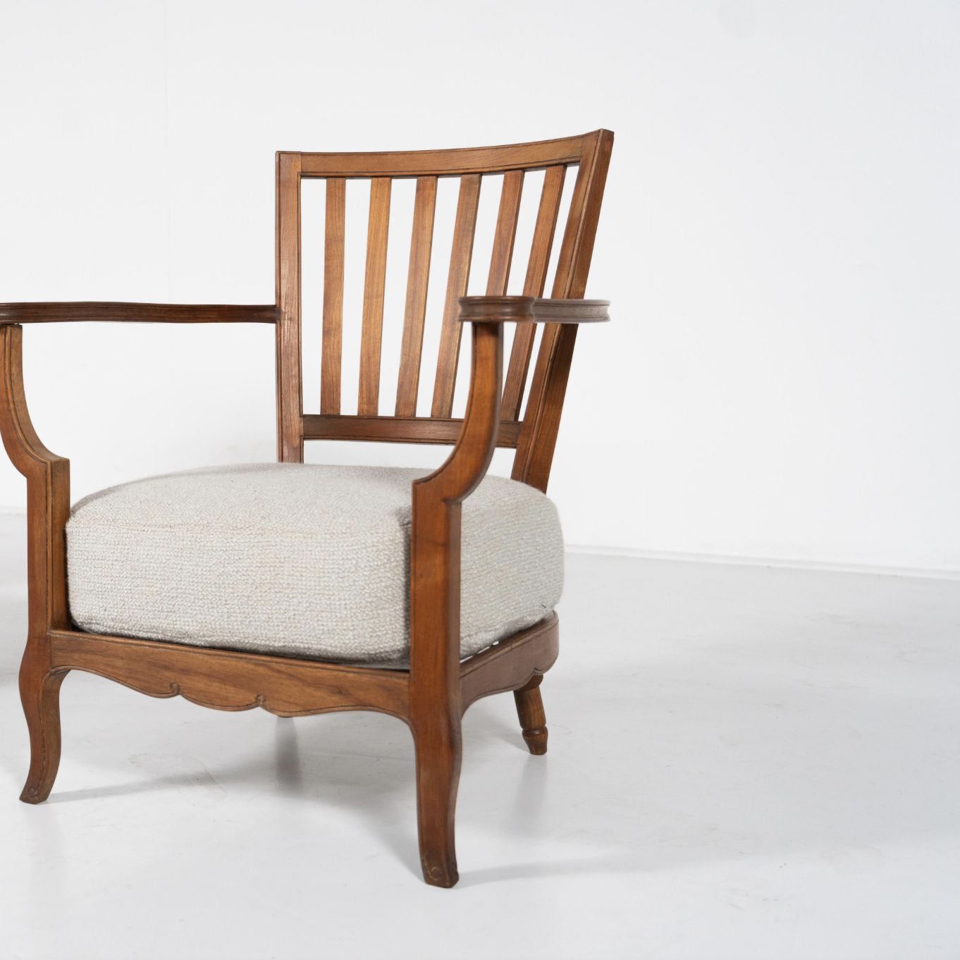 Furniture Pair Of Wooden And Fabric Armchairs, 1960s – New Upholstery photo