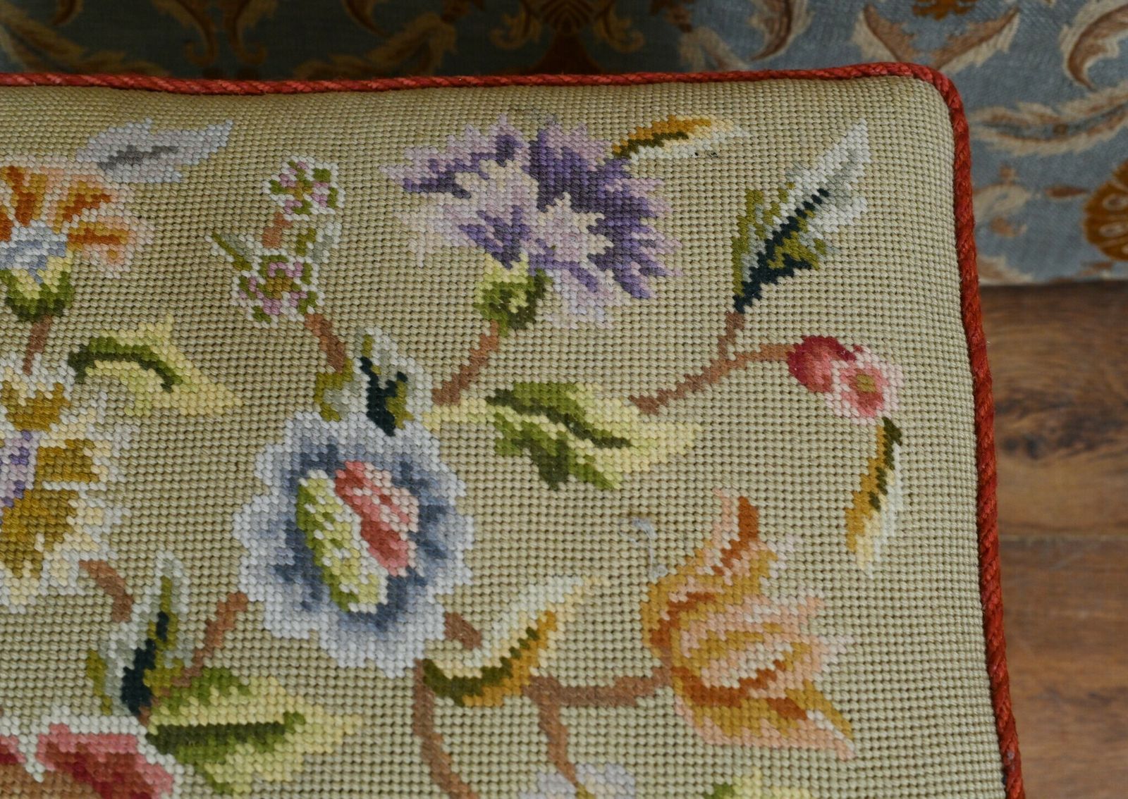 695.0 Painted Edwardian Stool Tapestry Needlepoint photo