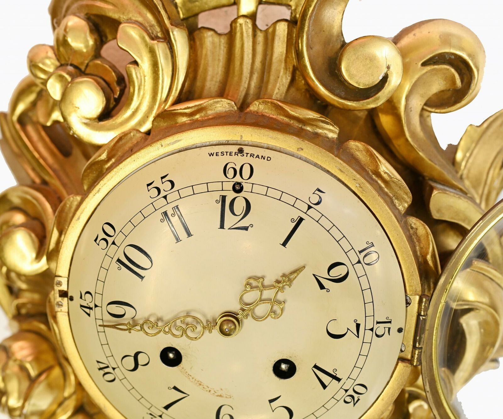 Scandanavian Wall Clock Antique Carved Rococo Giltwood Clocks photo vinterior