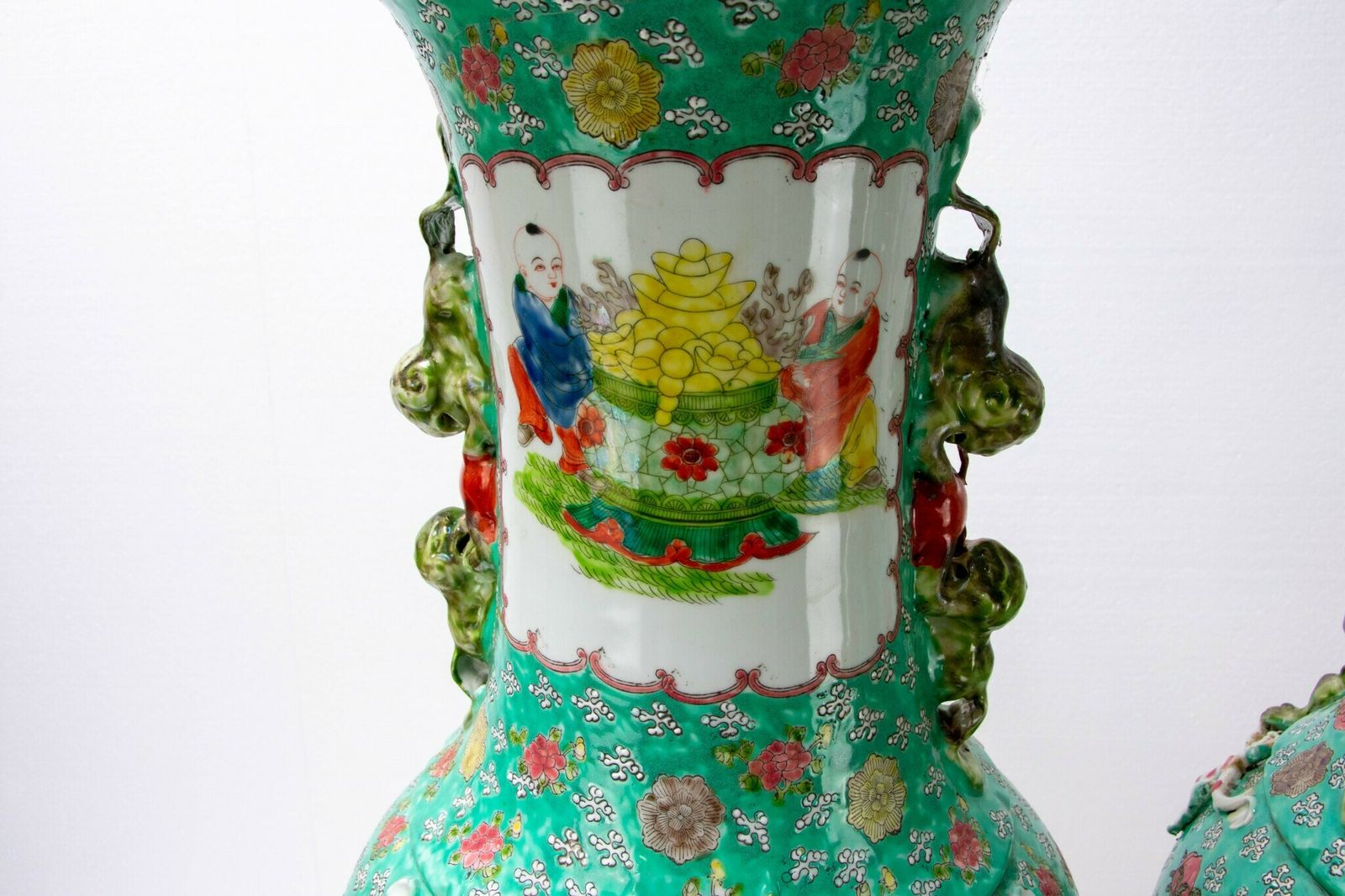 Large Canton Porcelain Urns   Chinese Cantonese Asian Porcelain Vases photo vinterior