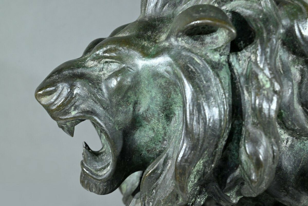 Bronze “Roaring Lion” Signed Nerin – Early 20th Century photo vintage