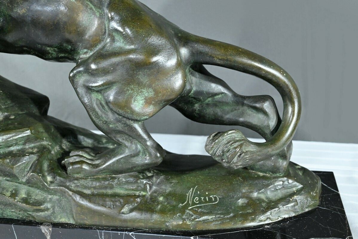 3500.0 Bronze “Roaring Lion” Signed Nerin – Early 20th Century photo