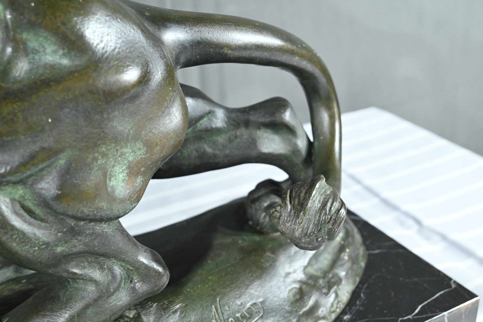 photo buy Bronze “Roaring Lion” Signed Nerin – Early 20th Century