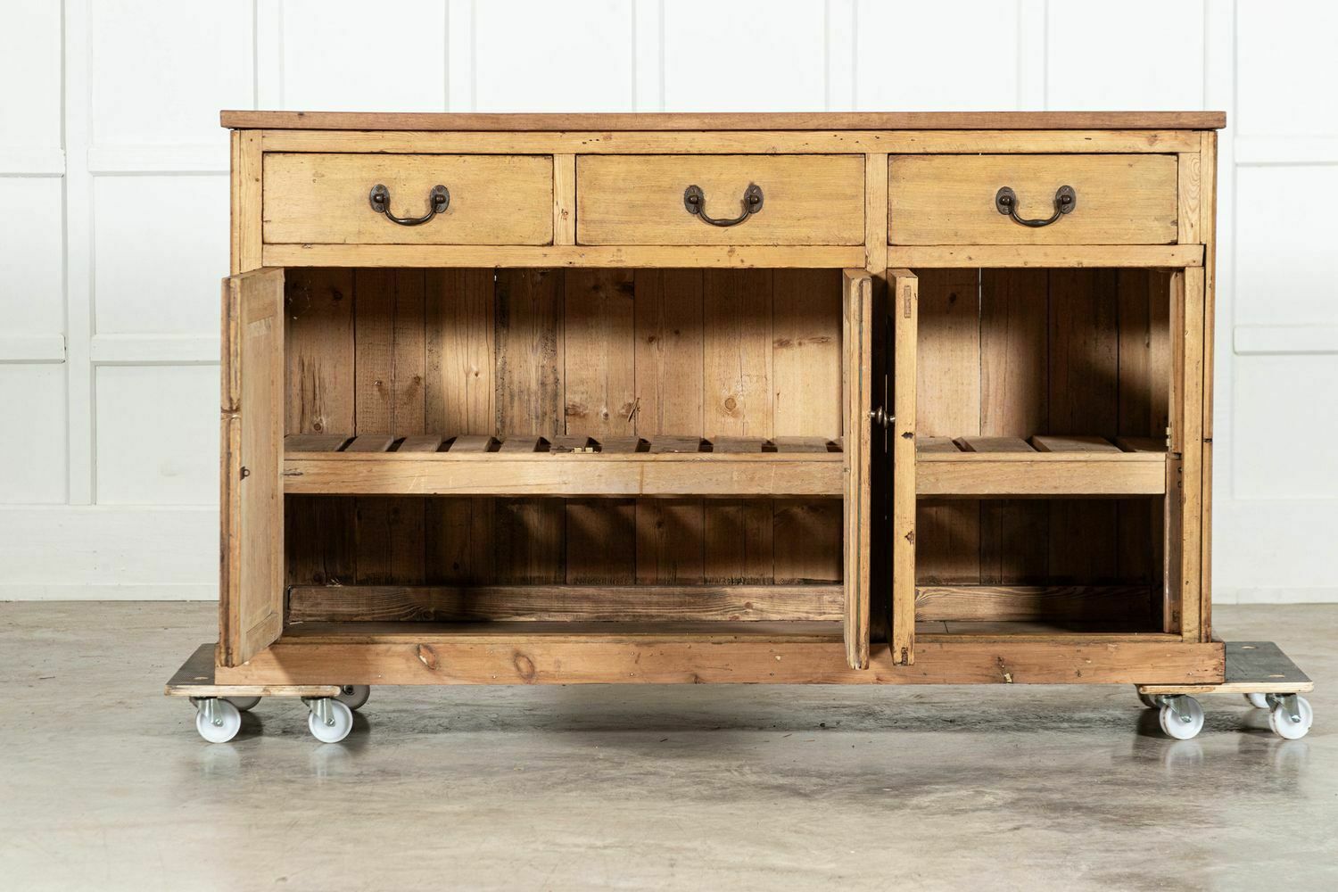 Large 19thc English Pine & Oak Dresser Base photo for sale