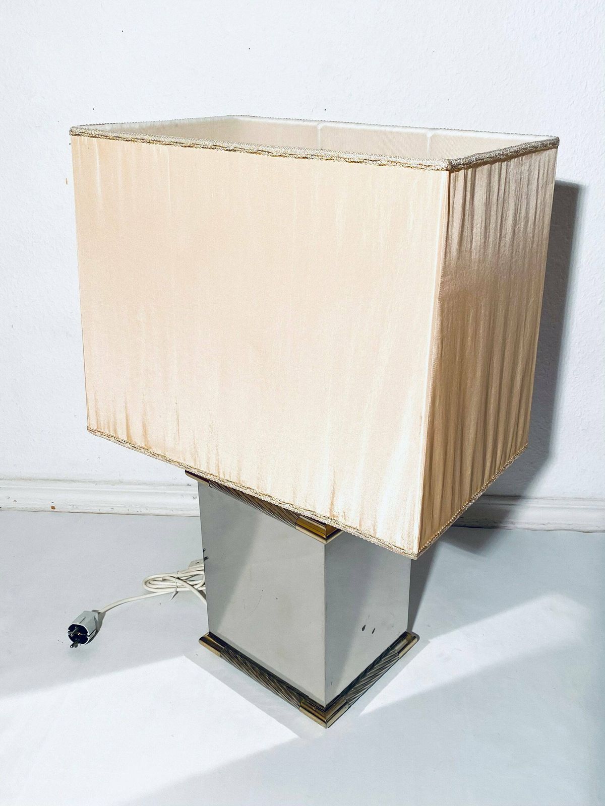 Two Tommaso Barbi Bicolor Table Lamps Silver & Gold / Vintage Italy 1970s photo 2078.0