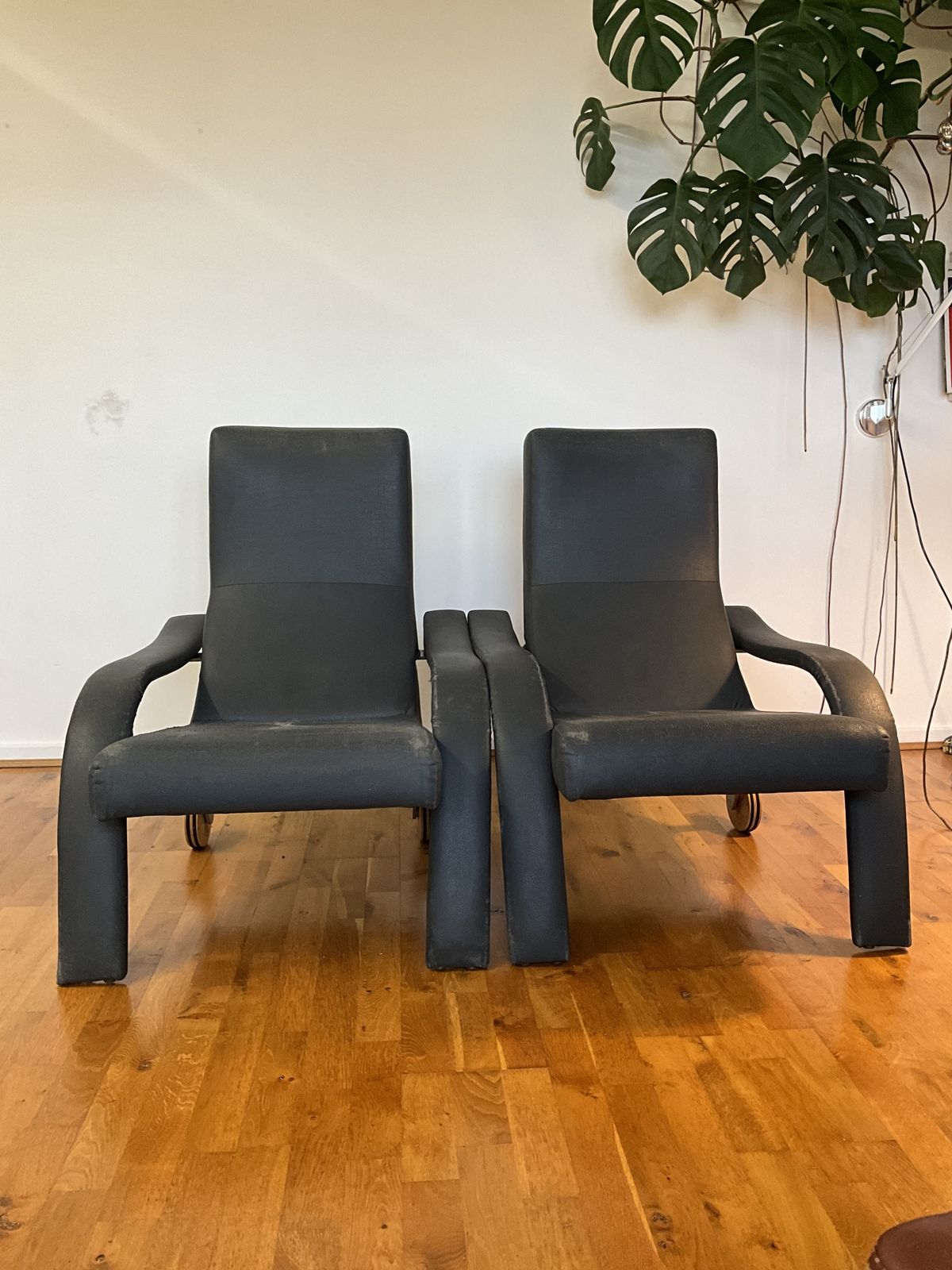 Two Dark Grey, Late 80's, Early 90's Armchairs. Peter Maly Style. photo furniture
