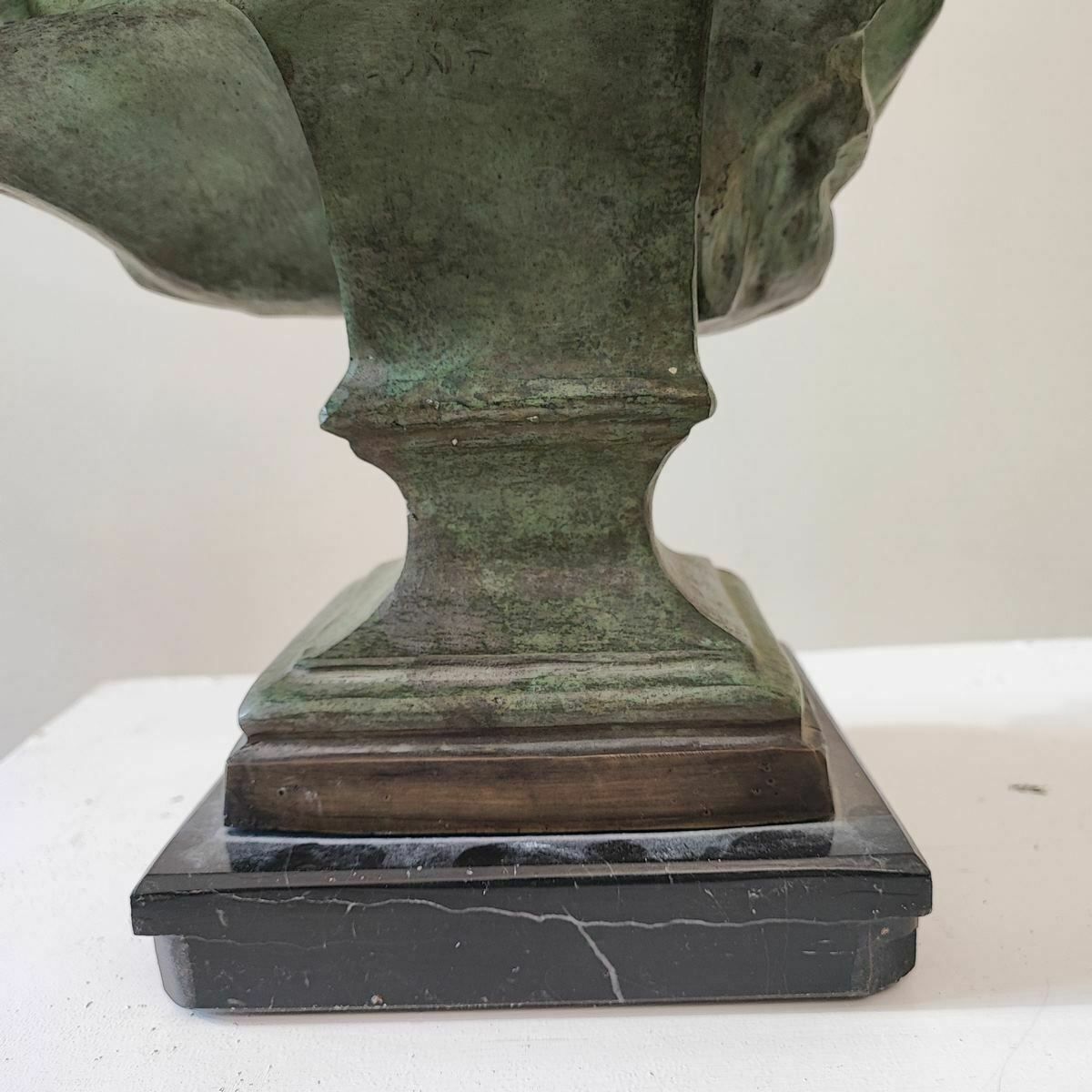 Bronze Sculpture, Anonymous Artist, Face Of A Boy, 1960 photo vintage