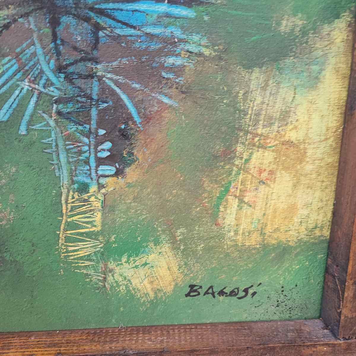 Oil Painting On Canvas Manlio Bacosi, The Villa Year 1990 photo for sale