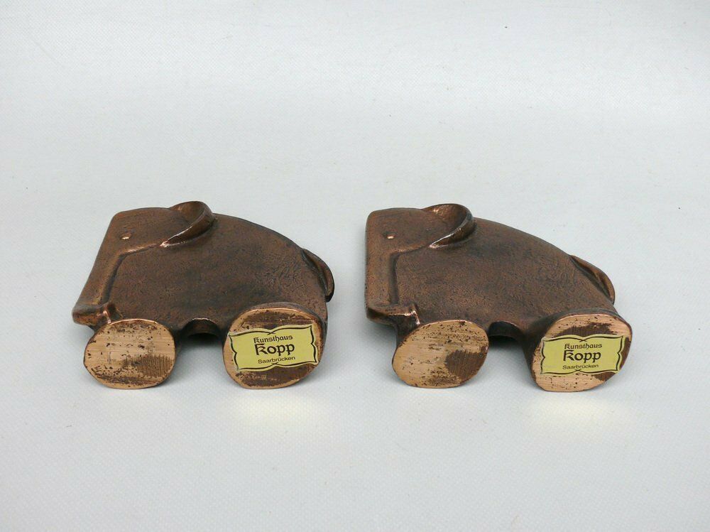 Elephants Book Supports In Bronze From Kunsthaus Kopp, 1960s, Set Of 2 photo for sale