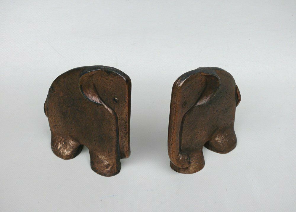 Elephants Book Supports In Bronze From Kunsthaus Kopp, 1960s, Set Of 2 photo 1484.95