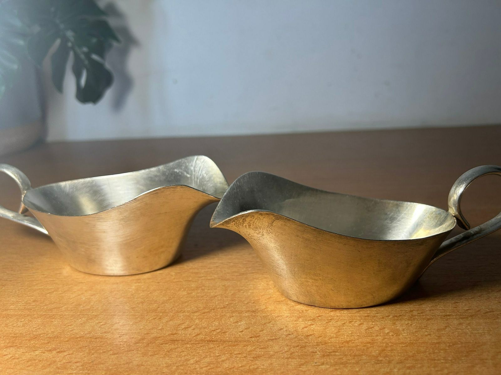 Antique German Sternegg Schaffhausen Gebruder Hepp Exclusiv Silver Plated Creamer Gravy Boat / Set Of 2 photo Home Decor
