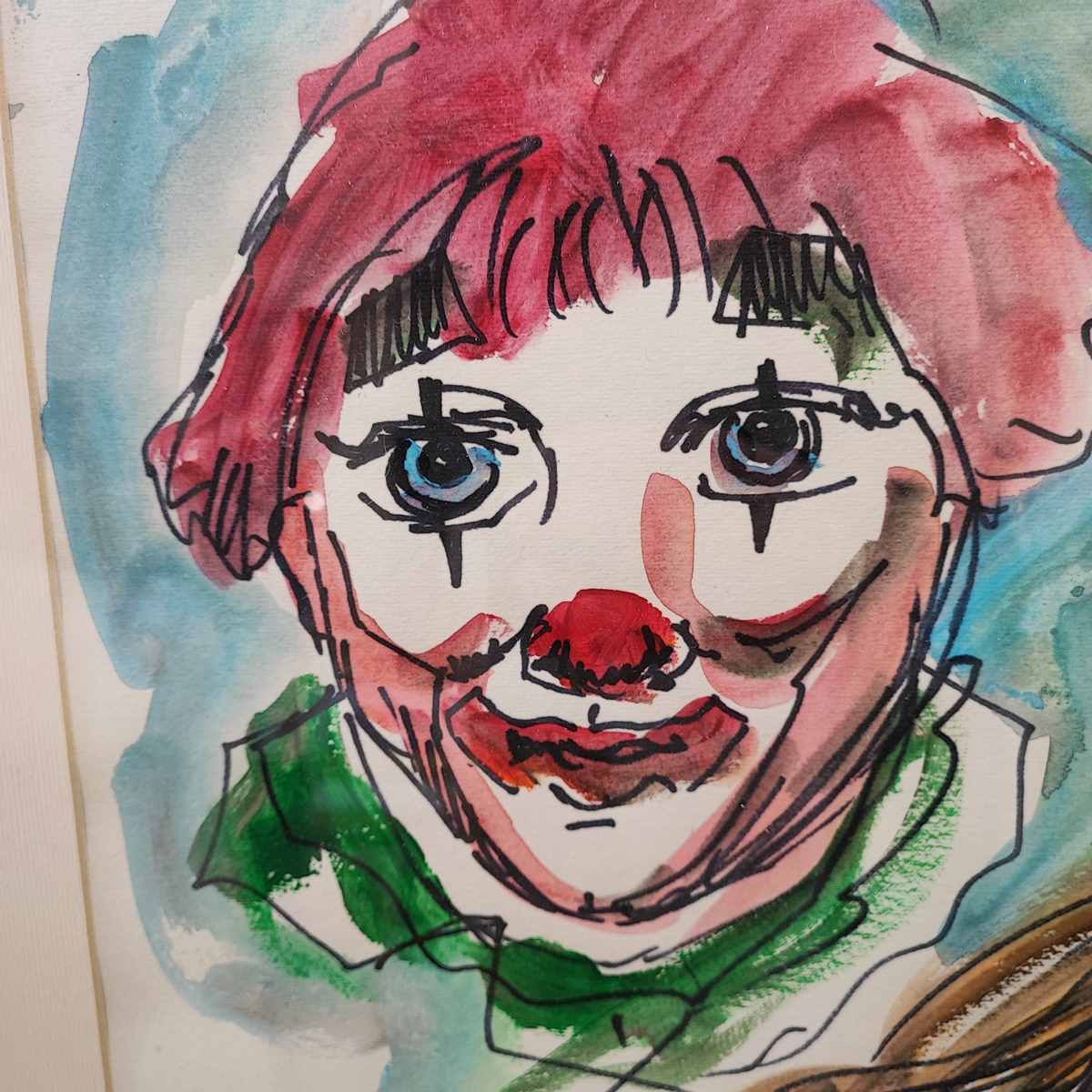 Work By Romano Mussolini Mixed Media, Clown And Girl photo for sale