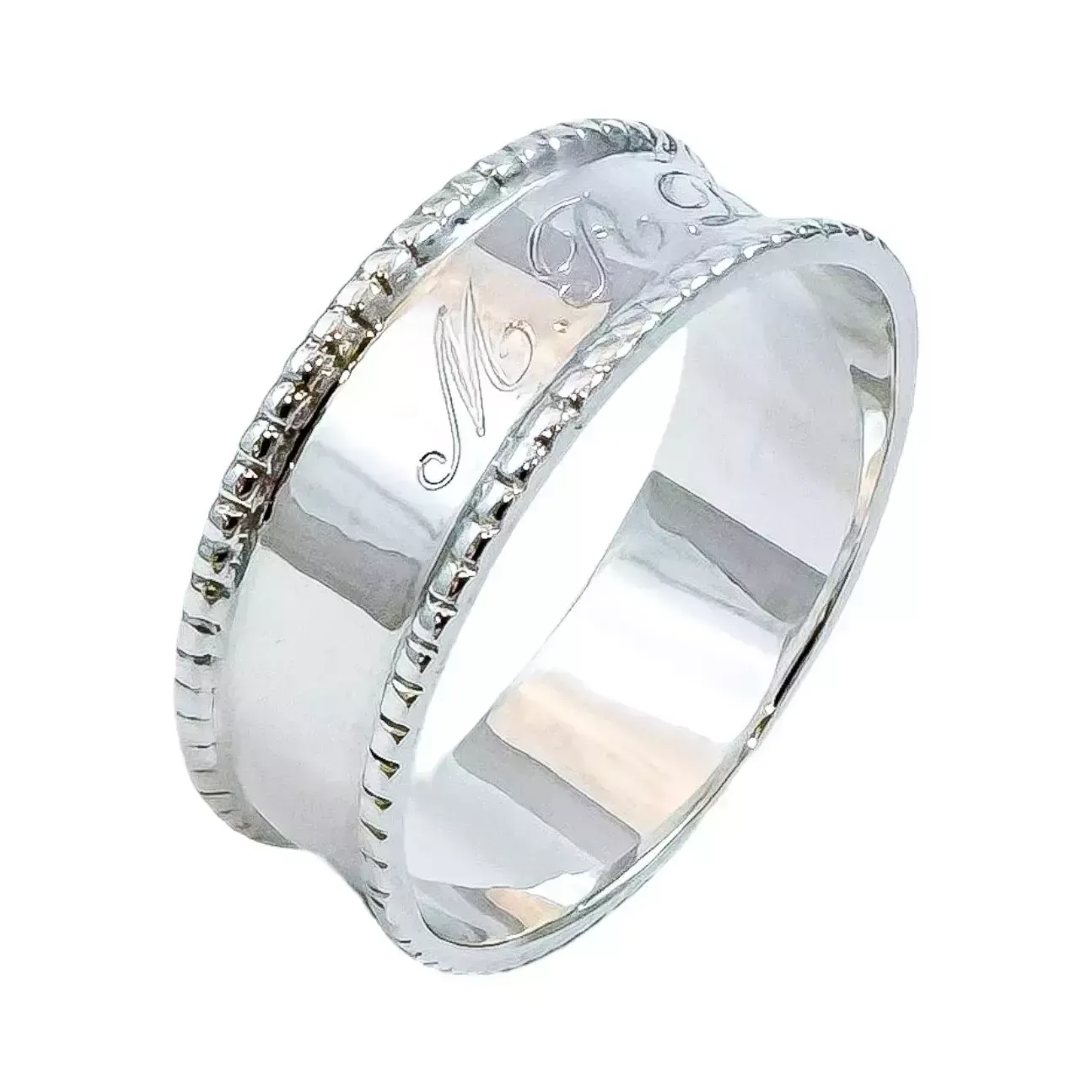Vintage Classic Design Boxed Sterling Silver Napkin Ring With Beaded Border photo furniture